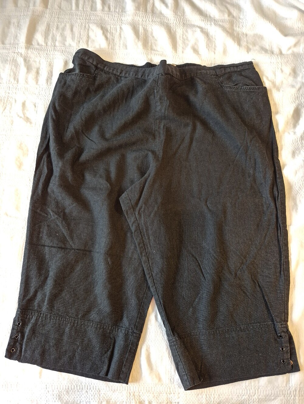 Penningtons womens 2X Petit linen blend capri pants back elastic waist VGUC